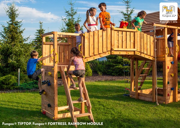 Fungoo Module Rainbow / teakfarben imprägniert (nur Brücke OHNE Spielturm)