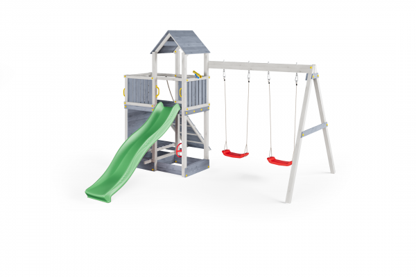 Fungoo Floppi Grau/Weiss lasiert, Rutsche 2,20 mtr