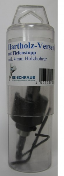 Hartholzversenker 4 mm, mit Tiefenstopp, inkl. Spezialbohrer