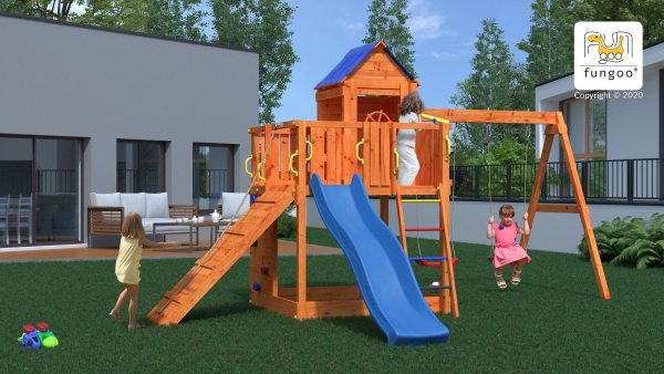 Fungoo Treehouse Teak lasiert, Rutsche 2,20 mtr