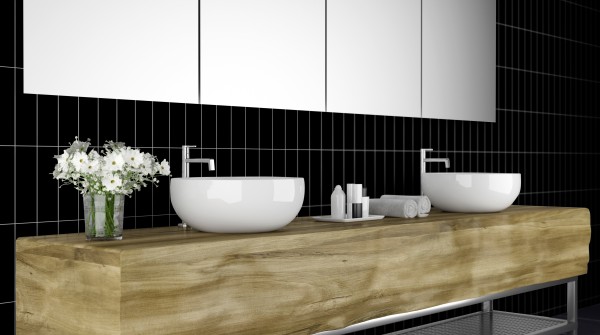 Revet Wandfliese Butcherblock Black High Gloss