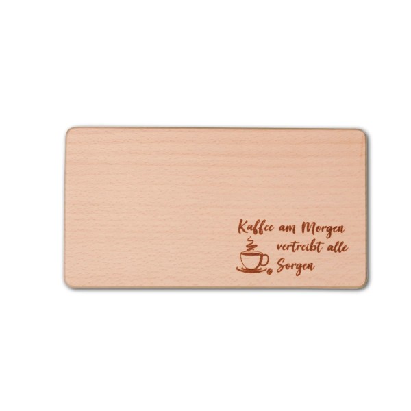 Frühstücksbrett, rechteckig, mit Motiv "Kaffee am Morgen" aus Holz 22 cm