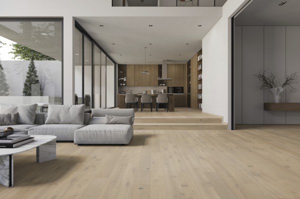 Tilo Marcanto Trend Parkett Eiche Crema!Pur, gefast (2V), gebürstet, Alpin, Thermobehandelt, matt la