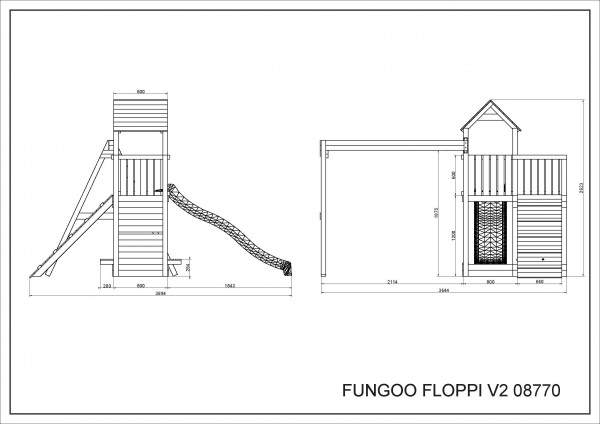 Fungoo Floppi Teak lasiert, Rutsche 2,20 mtr