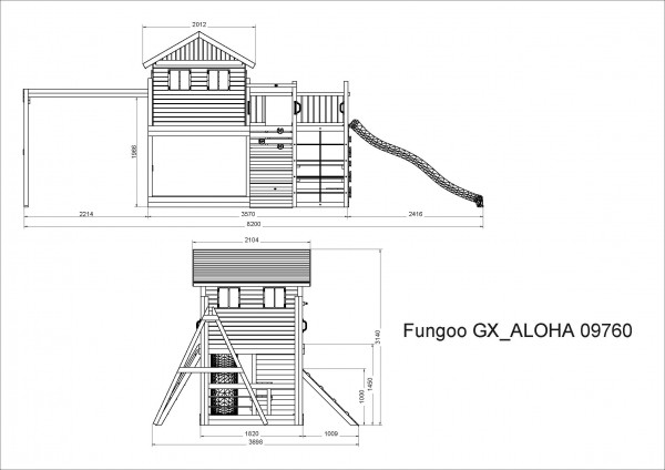 Fungoo Aloha kdi grün impräg., Rutsche 2,20 mtr
