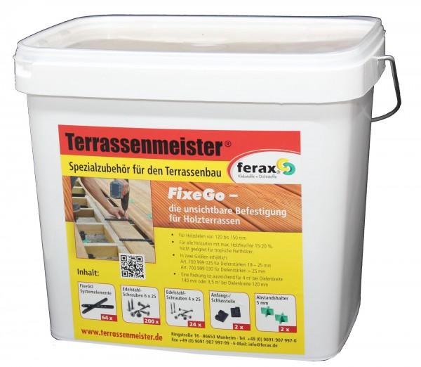 FERAX FIXEGO unsichtbare Dielenbefestigung >25 mm glasfaserverstärktes Polypropylen,