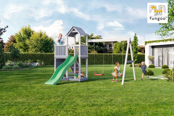 Fungoo Floppi Grau/Weiss lasiert, Rutsche 2,20 mtr