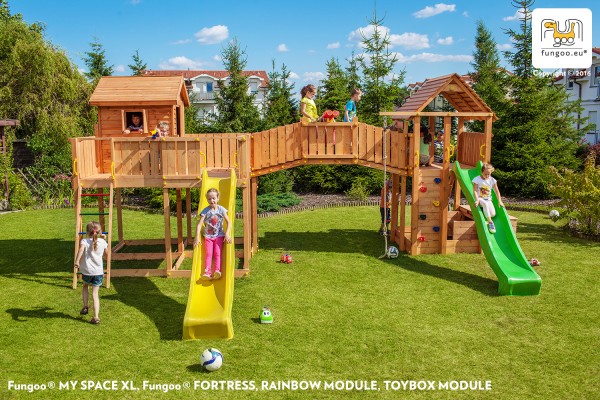 Fungoo Module Rainbow / teakfarben imprägniert (nur Brücke OHNE Spielturm)