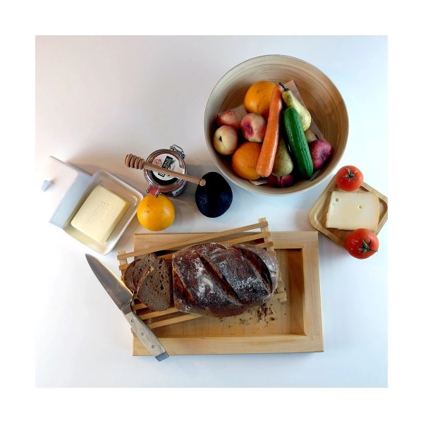 Brotschneidebrett geölt mit Schneidrost Buchenholz