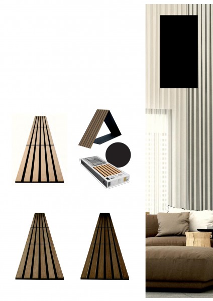 Acous Compact - Wandakustikelement AC02CS Eiche rustikal 10,3x2440x305mm