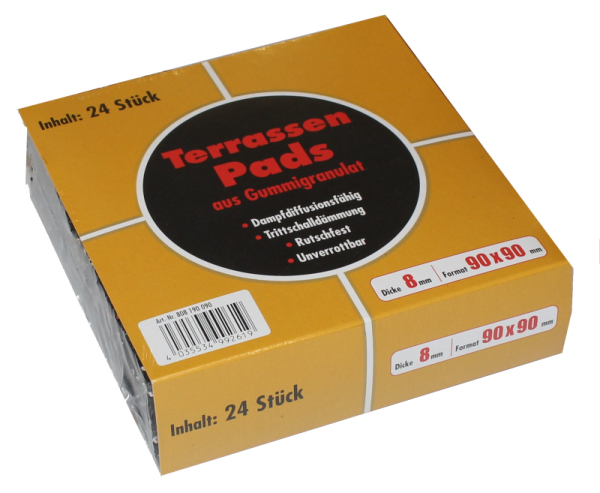 Terrassenpad 8 mm 90 x 90 Quadrate mit 8 mm, Format: 90 x 90mm, 24 Stück