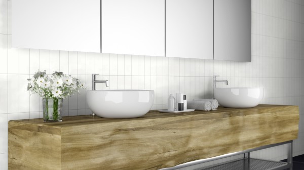 Revet Wandfliese Butcherblock White High Gloss