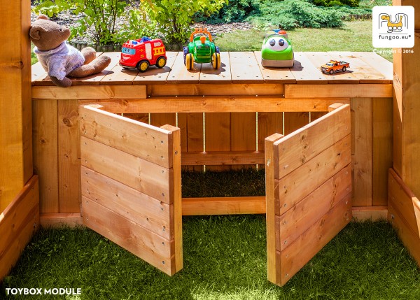 Fungoo Module Toybox / teakfarben imprägniert (nur Box OHNE Spielturm)