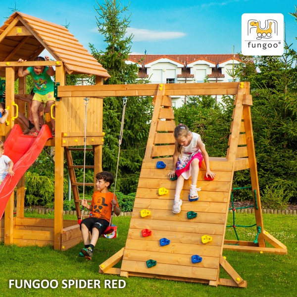 Fungoo Module Move Spider Red / teakfarben imprägniert (nur Schaukel OHNE Spielturm)