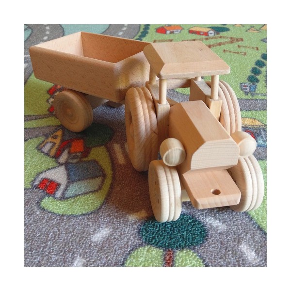 Trecker & Anhänger Buchenholz 34 cm