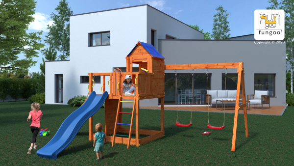 Fungoo Treehouse Teak lasiert, Rutsche 2,20 mtr